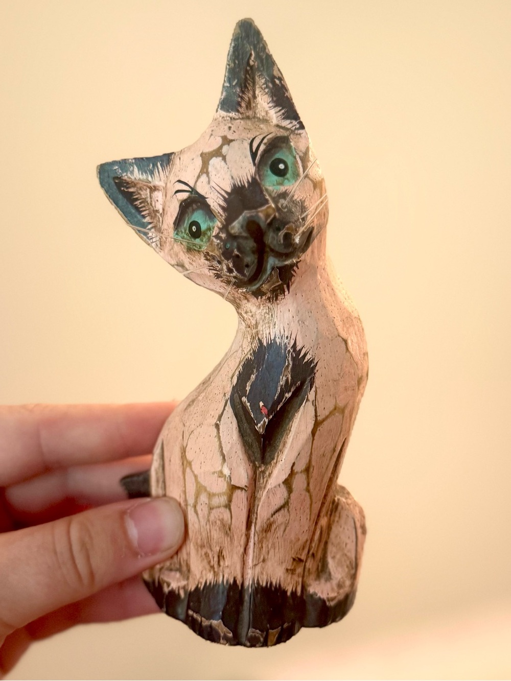 Vintage Laurel Burch Style light pink Siamese Cat Statue Sitting